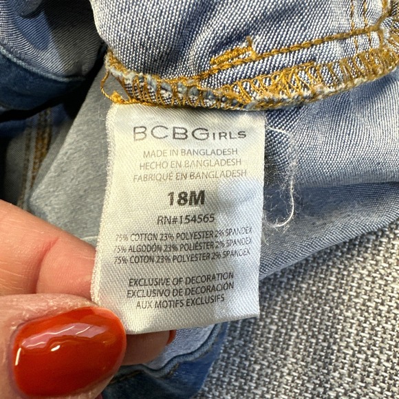 BCBG Girls Denim Jean Overall‎ Dress 18M Blue Button Front Pockets Cute Jumper - Picture 3 of 7